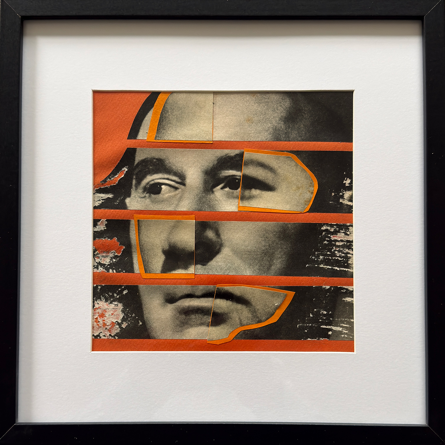 Deux visages - contemporary minimalist collage artwork made with paper fragments